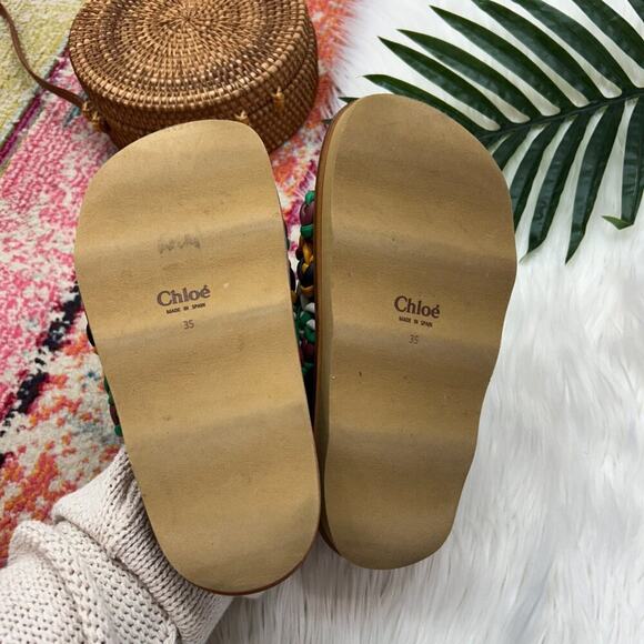 $850 Chloe Colorful Slip On Platform Wavy Woven Leather Slides Sandal 35 / 5 - Picture 7 of 8